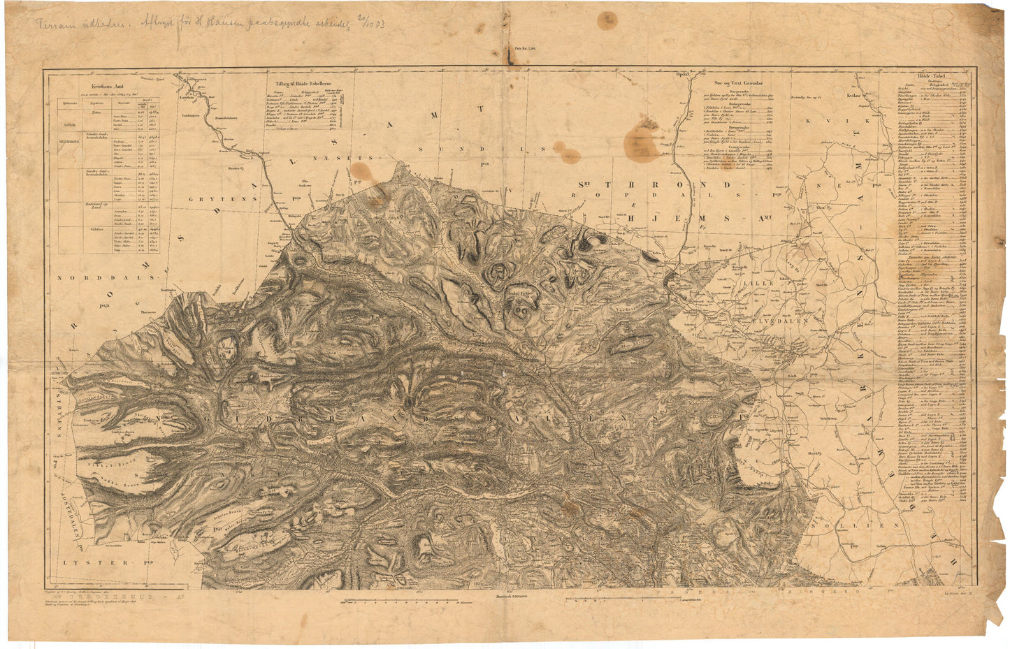 Kart over Kristians Amt (nordre): Oppland
