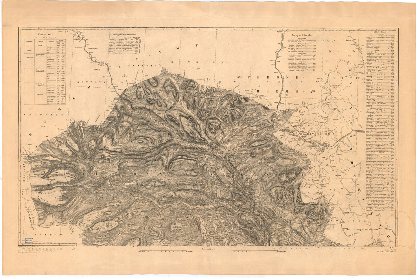 Kart over Kristians Amt (nordre): Oppland