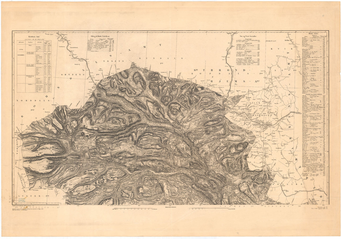 Kart over Kristians Amt (nordre): Oppland