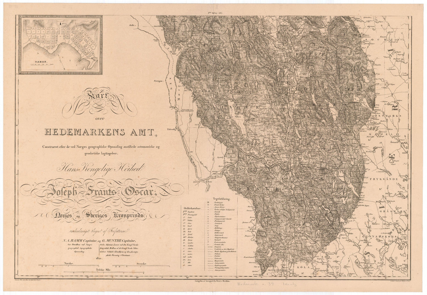 Kart over Hedemarkens Amt (sør): Hedmark