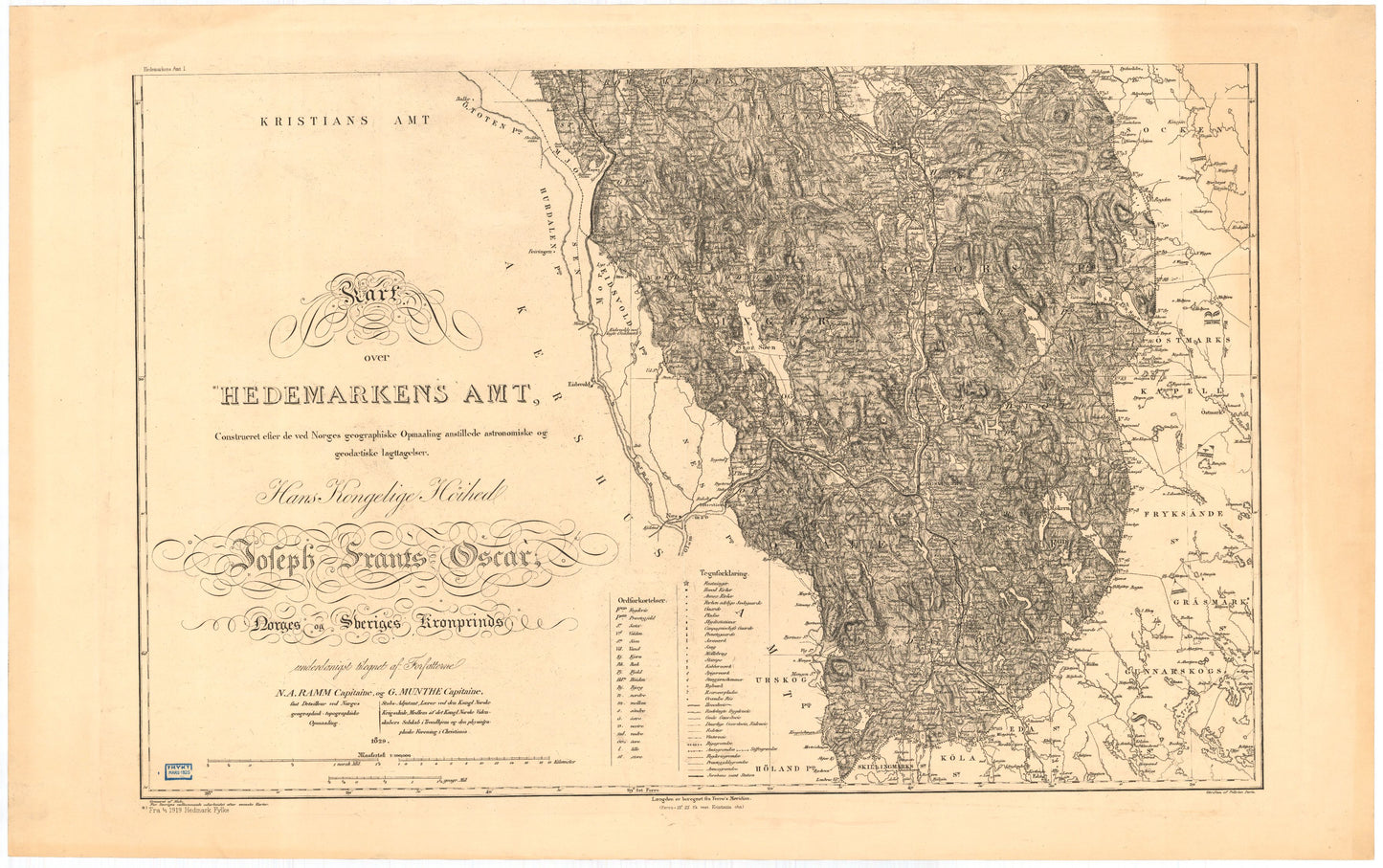Kart over Hedemarkens Amt (sør): Hedmark