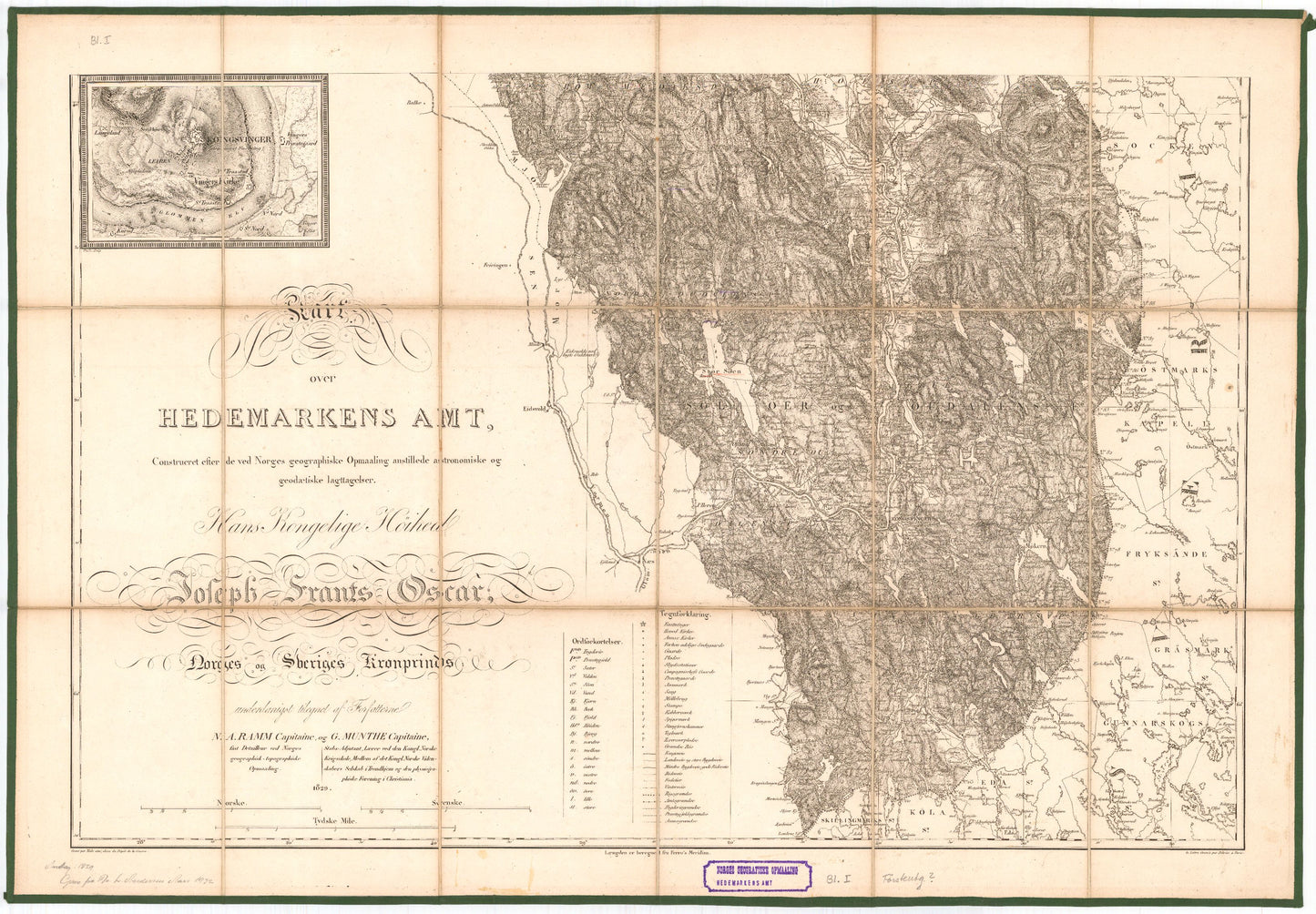 Kart over Hedemarkens Amt (sør): Hedmark