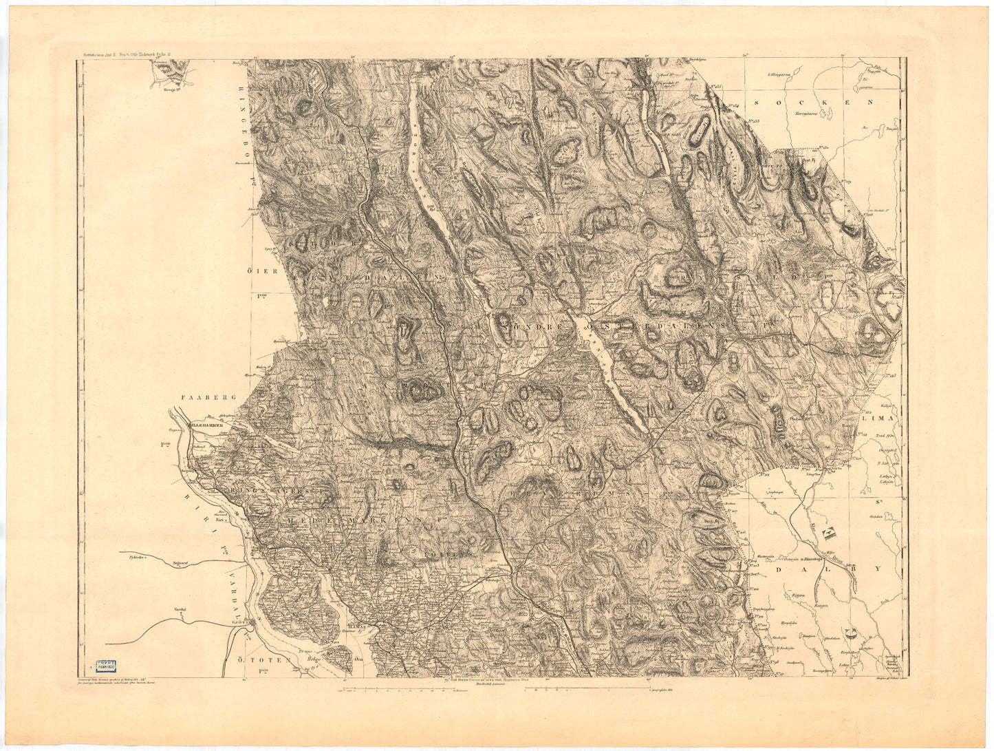 Kart over Hedemarkens Amt (midtre): Hedmark