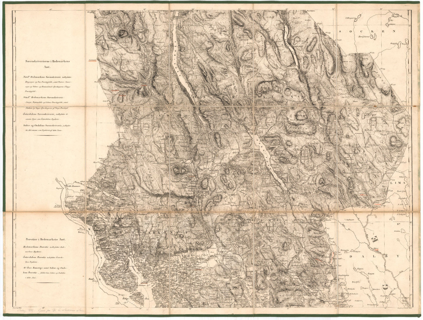 Kart over Hedemarkens Amt (midtre): Hedmark
