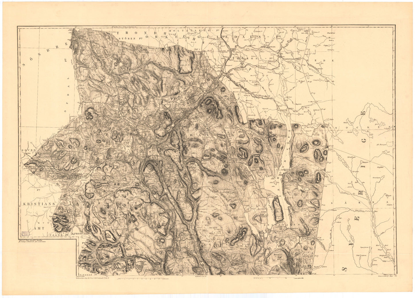 Kart over Hedemarkens Amt (nordre): Hedmark