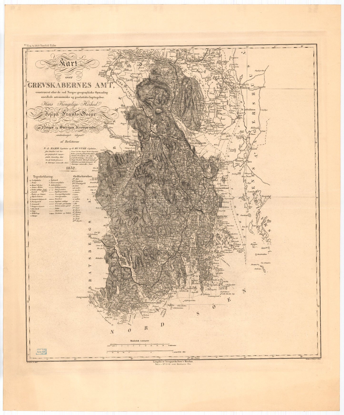 Kart over Grevskabernes Amt: Vestfold