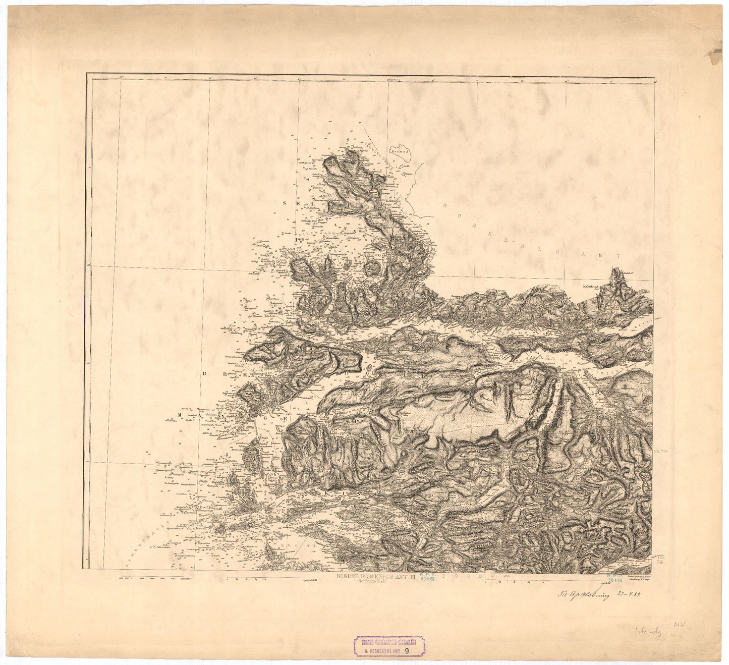 Kart over Nordre Bergenhus Amt (nv): Sogn og Fjordane