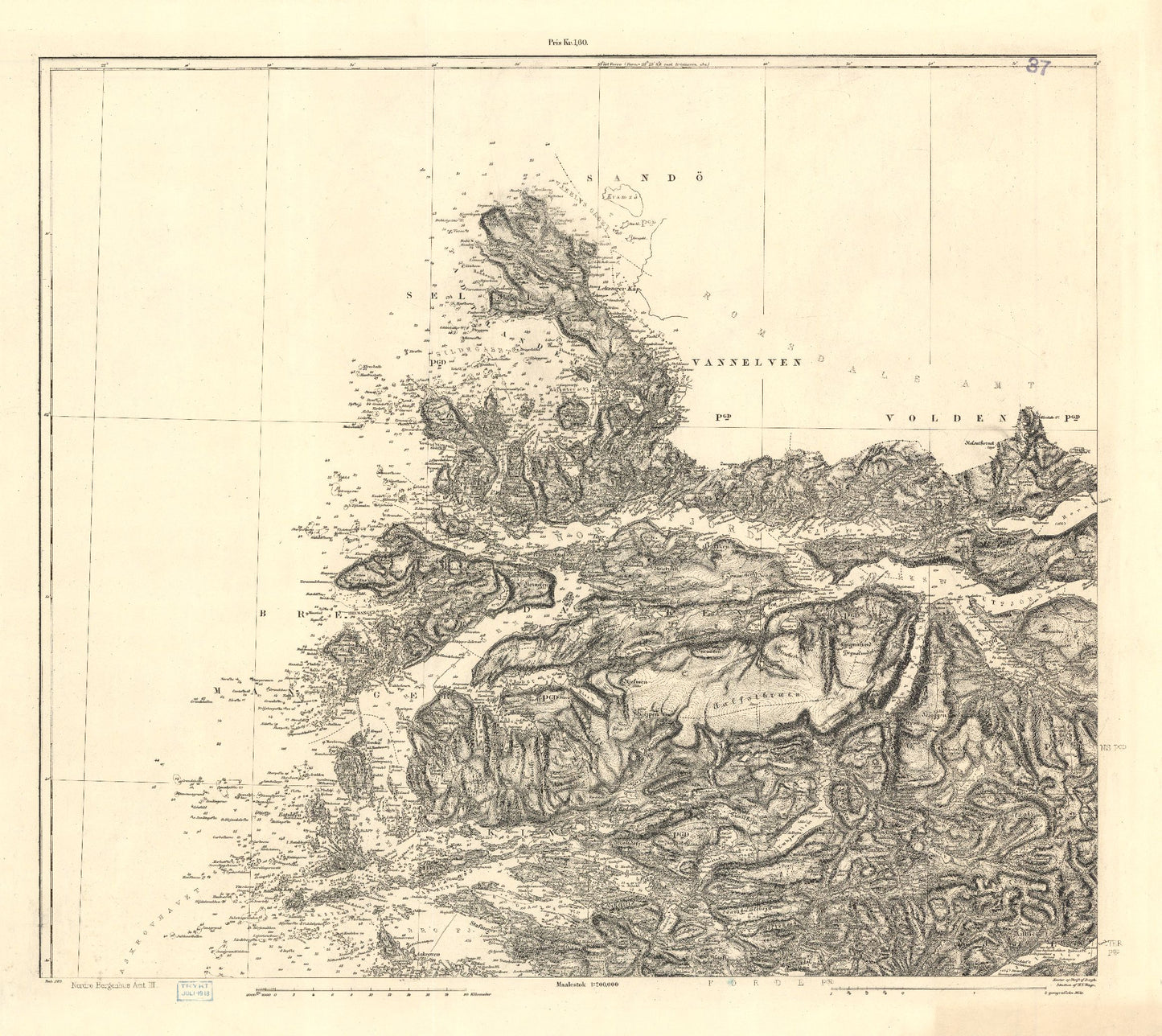 Kart over Nordre Bergenhus Amt (nv): Sogn og Fjordane