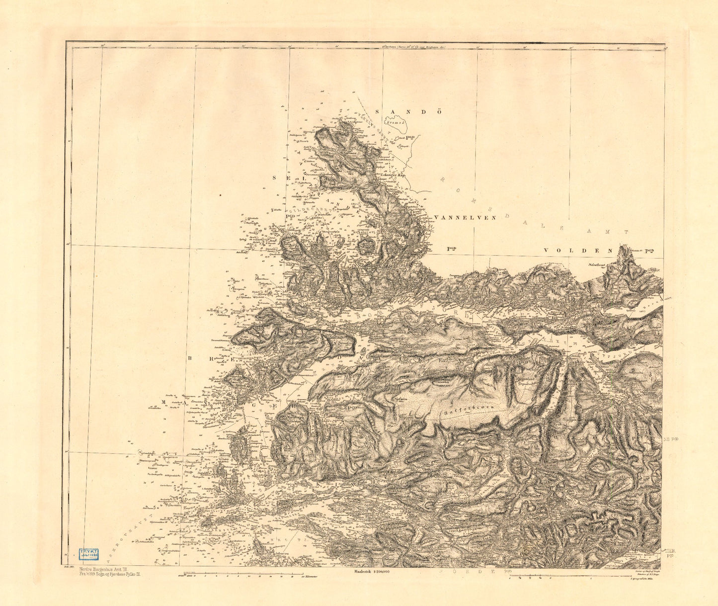 Kart over Nordre Bergenhus Amt (nv): Sogn og Fjordane