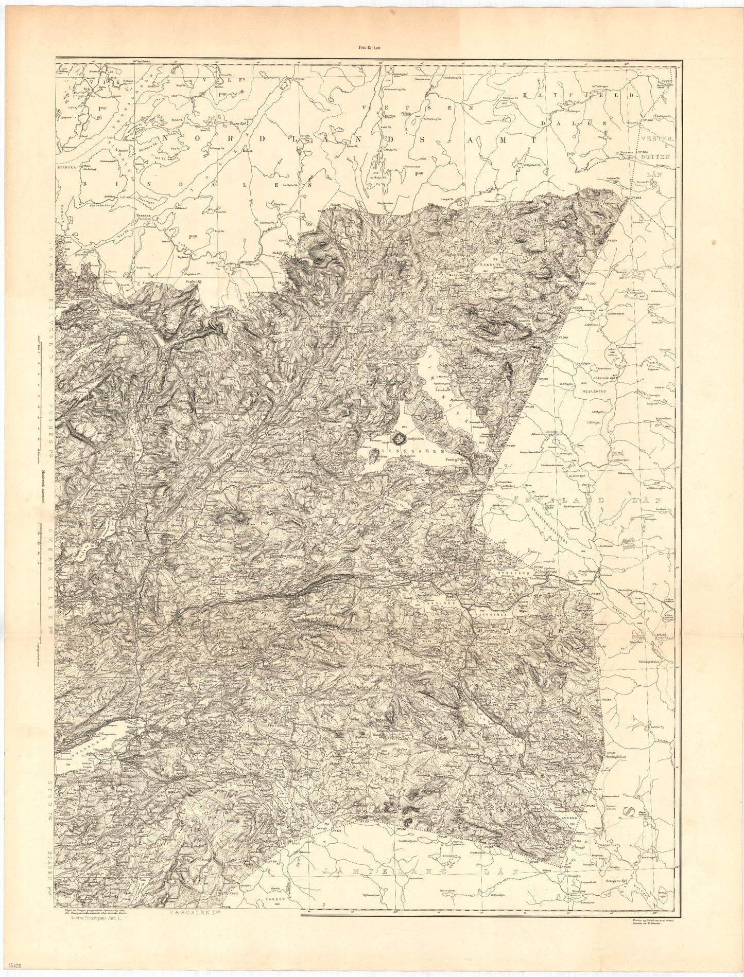 Kart over Nordre Trondhjems Amt: Nord-Trøndelag
