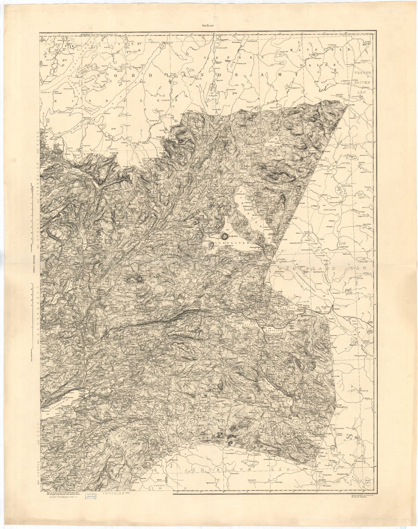 Kart over Nordre Trondhjems Amt: Nord-Trøndelag