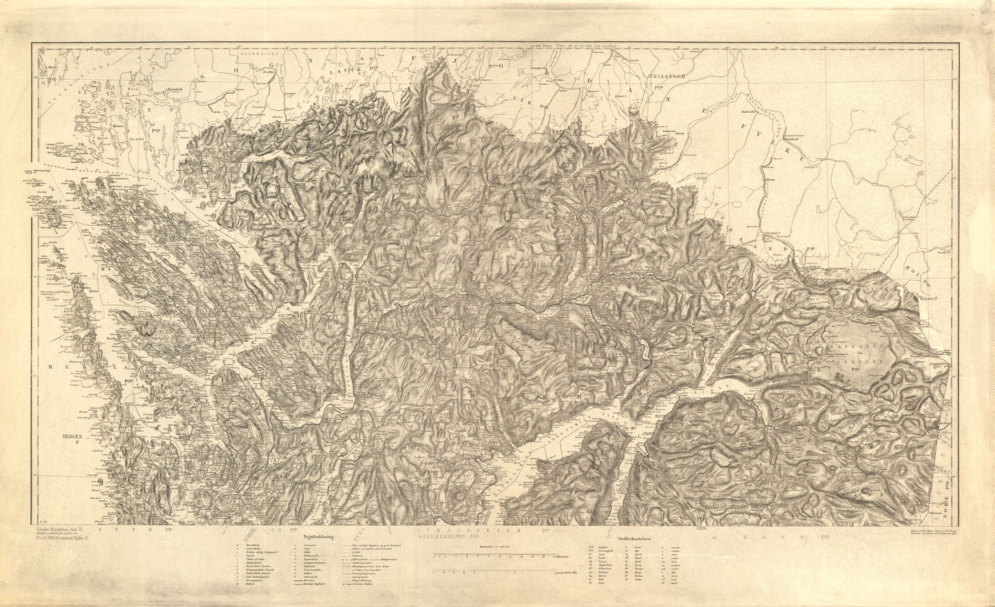 Kart over Søndre Bergenhus Amt (nordre): Hordaland