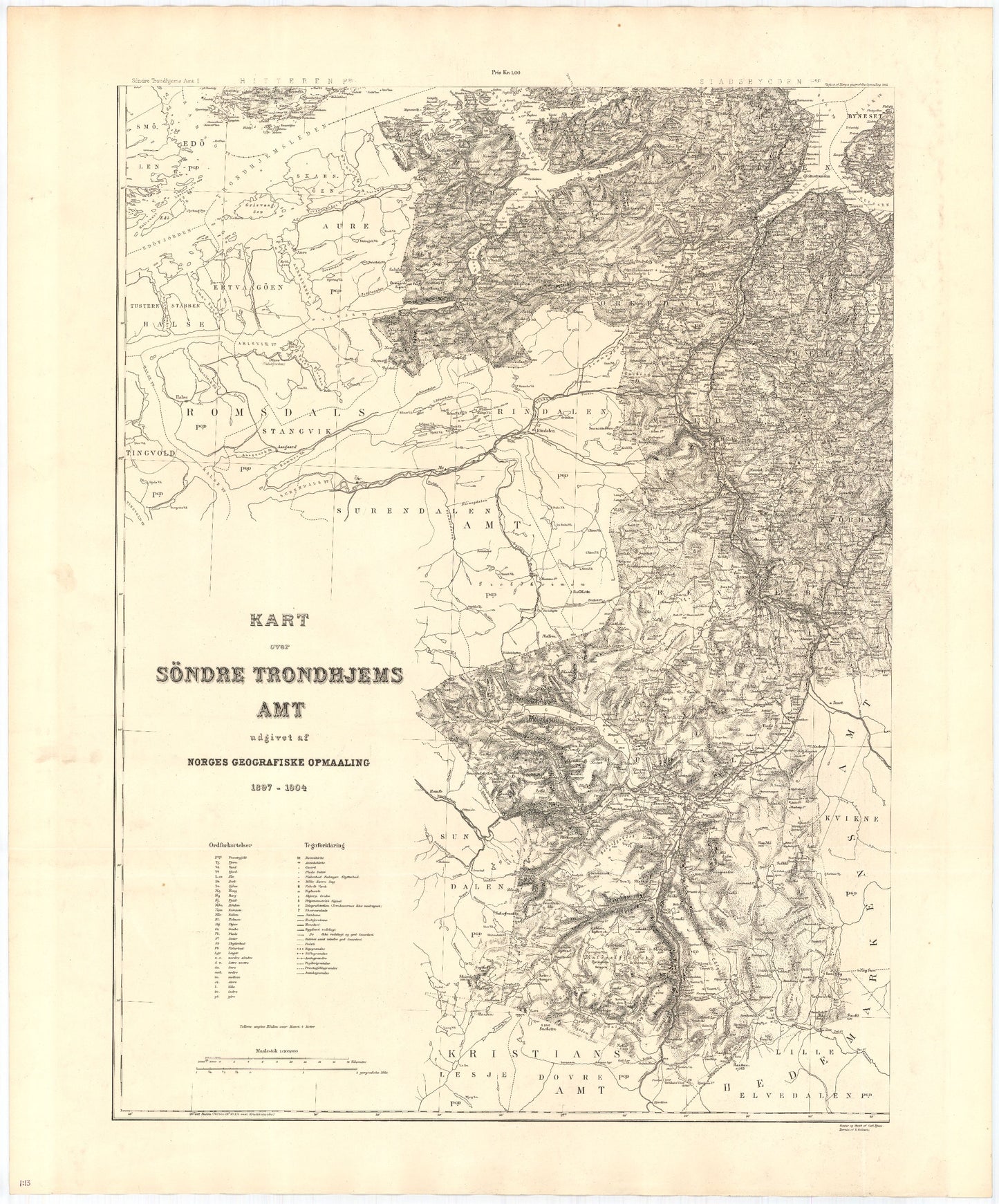 Kart over Søndre Trondhjems Amt: Sør-Trøndelag