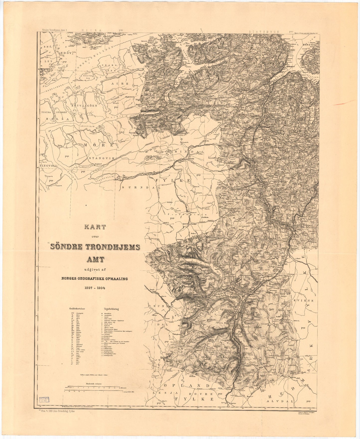 Kart over Søndre Trondhjems Amt: Sør-Trøndelag