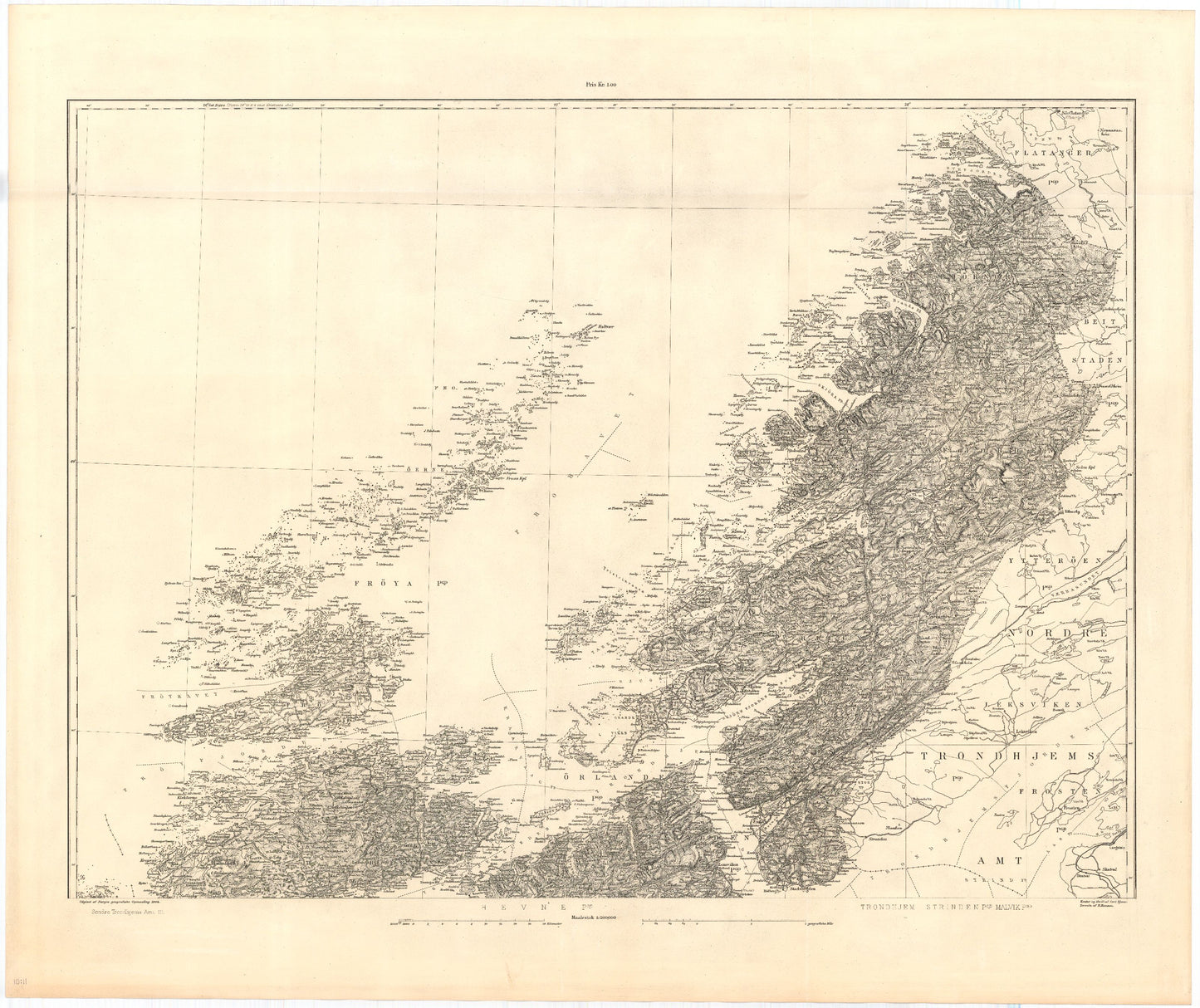 Kart over Søndre Trondhjems Amt: Sør-Trøndelag