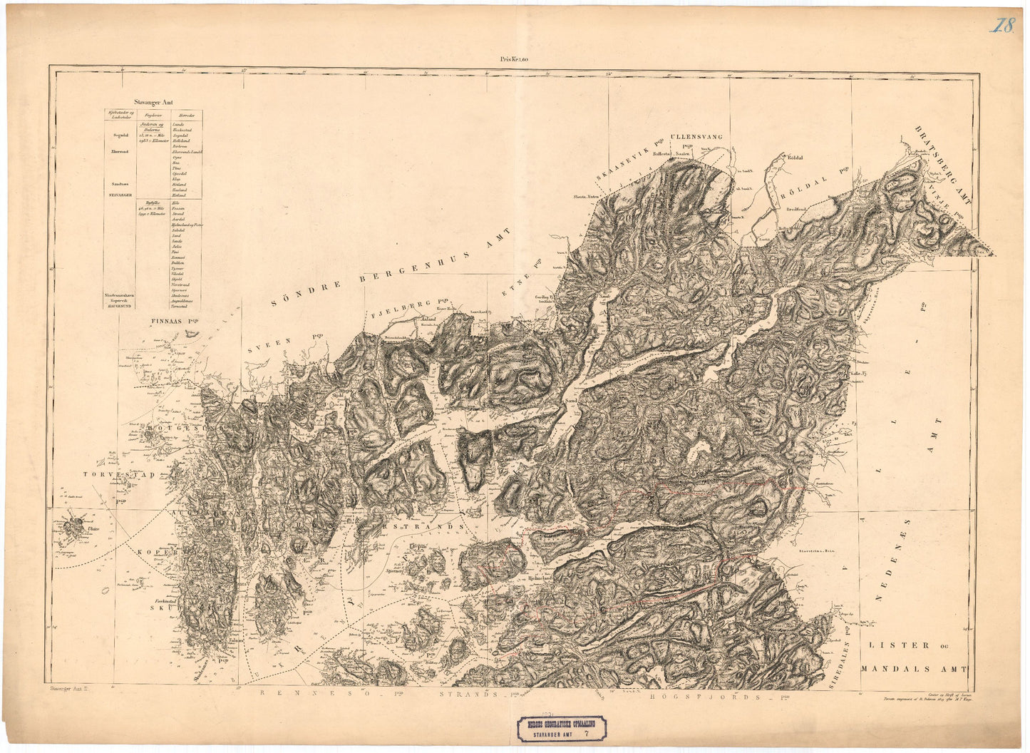 Kart over Stavanger Amt (nordre): Rogaland