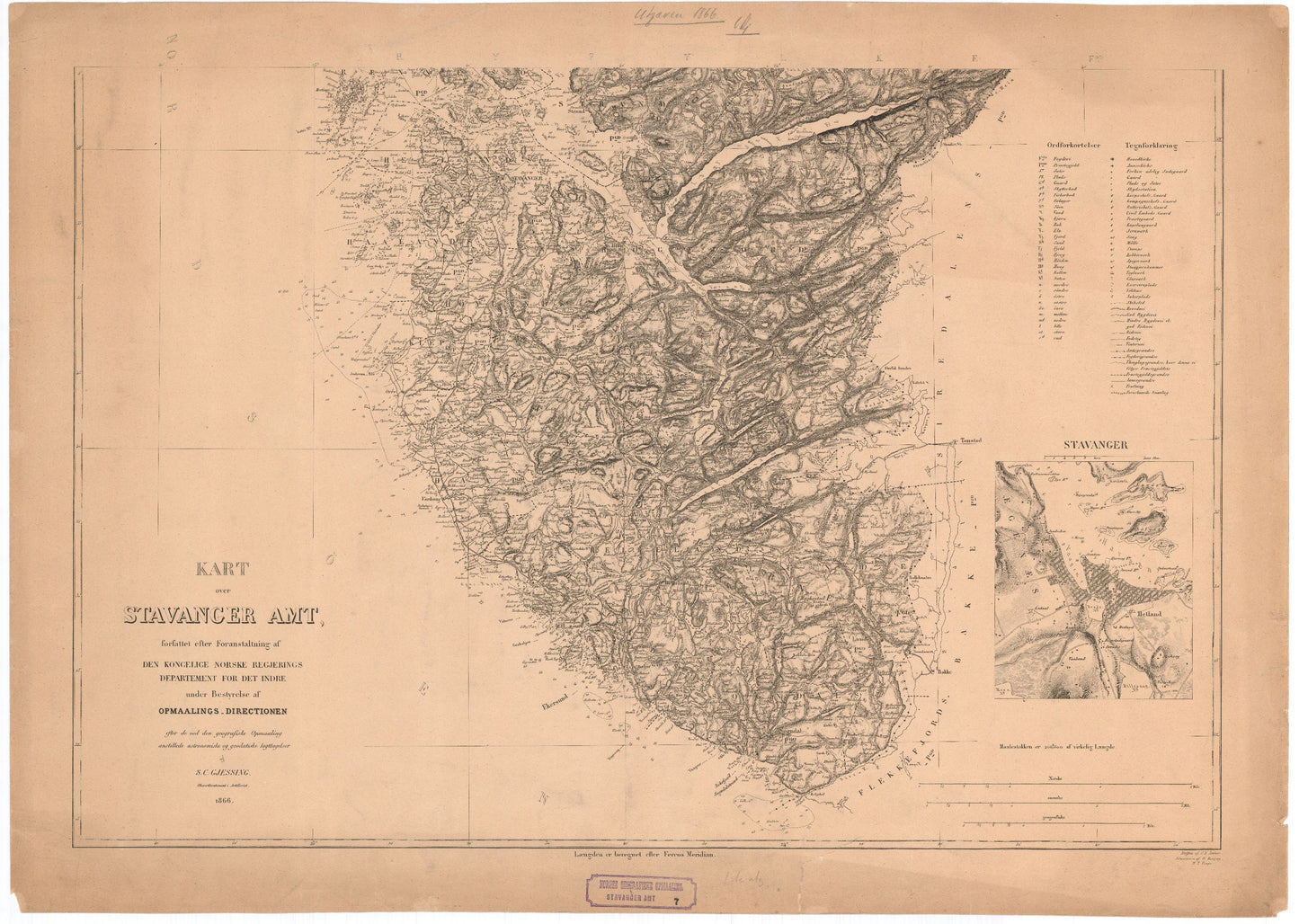 Kart over Stavanger Amt (søndre): Rogaland