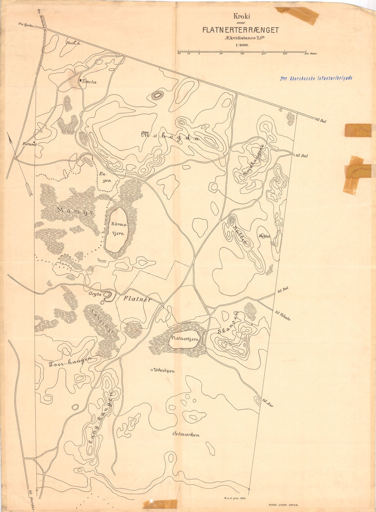 Akershus amt nr 75: Kroki over Flatnerterrænget: Akershus