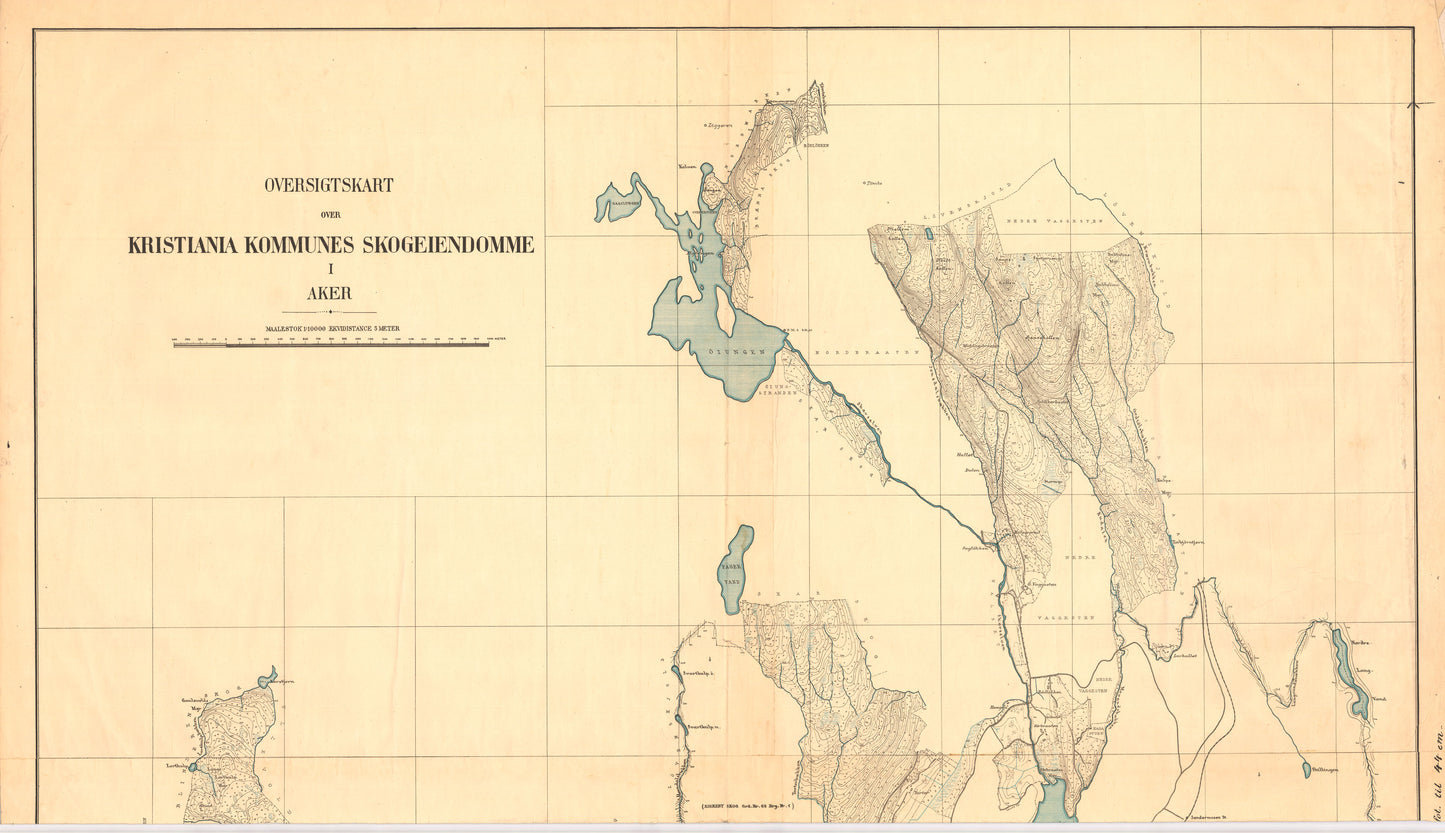 Akershus amt nr 85 nord: Oversiktskart over Kristiania kommunes skogeiendommer i Aker: Akershus