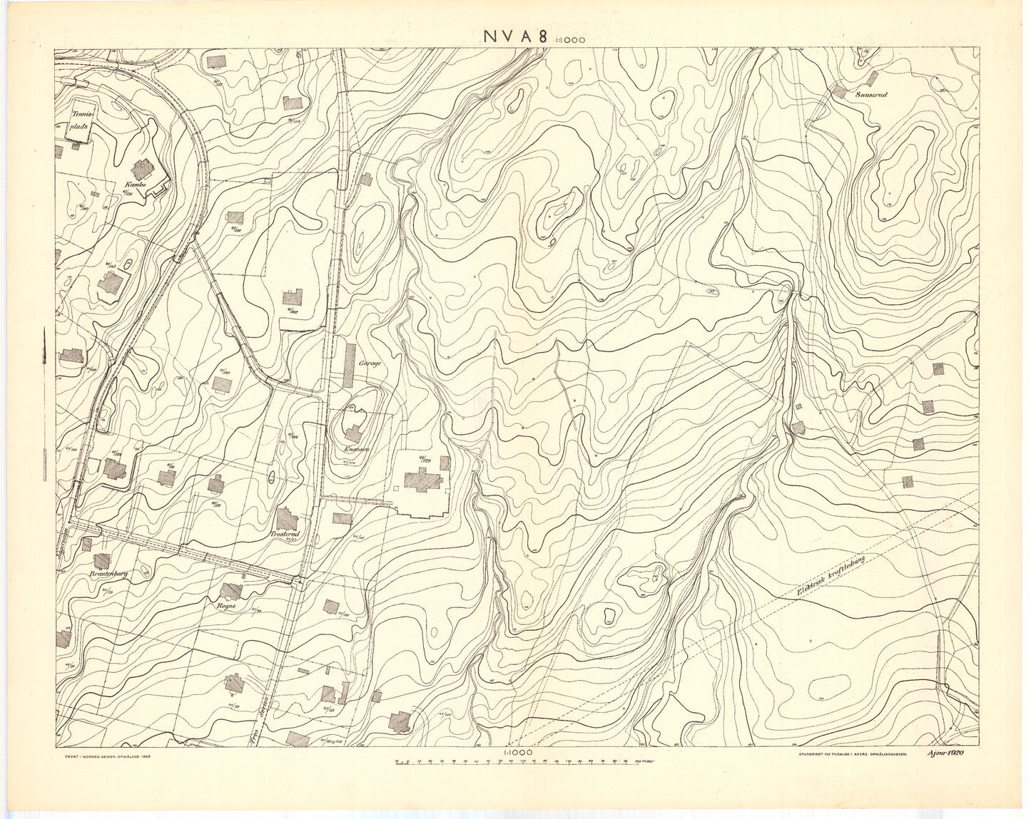 Akershus amt nr 87a-NV-A8: Kart over Akers herred; søndre del: Akershus | Oslo