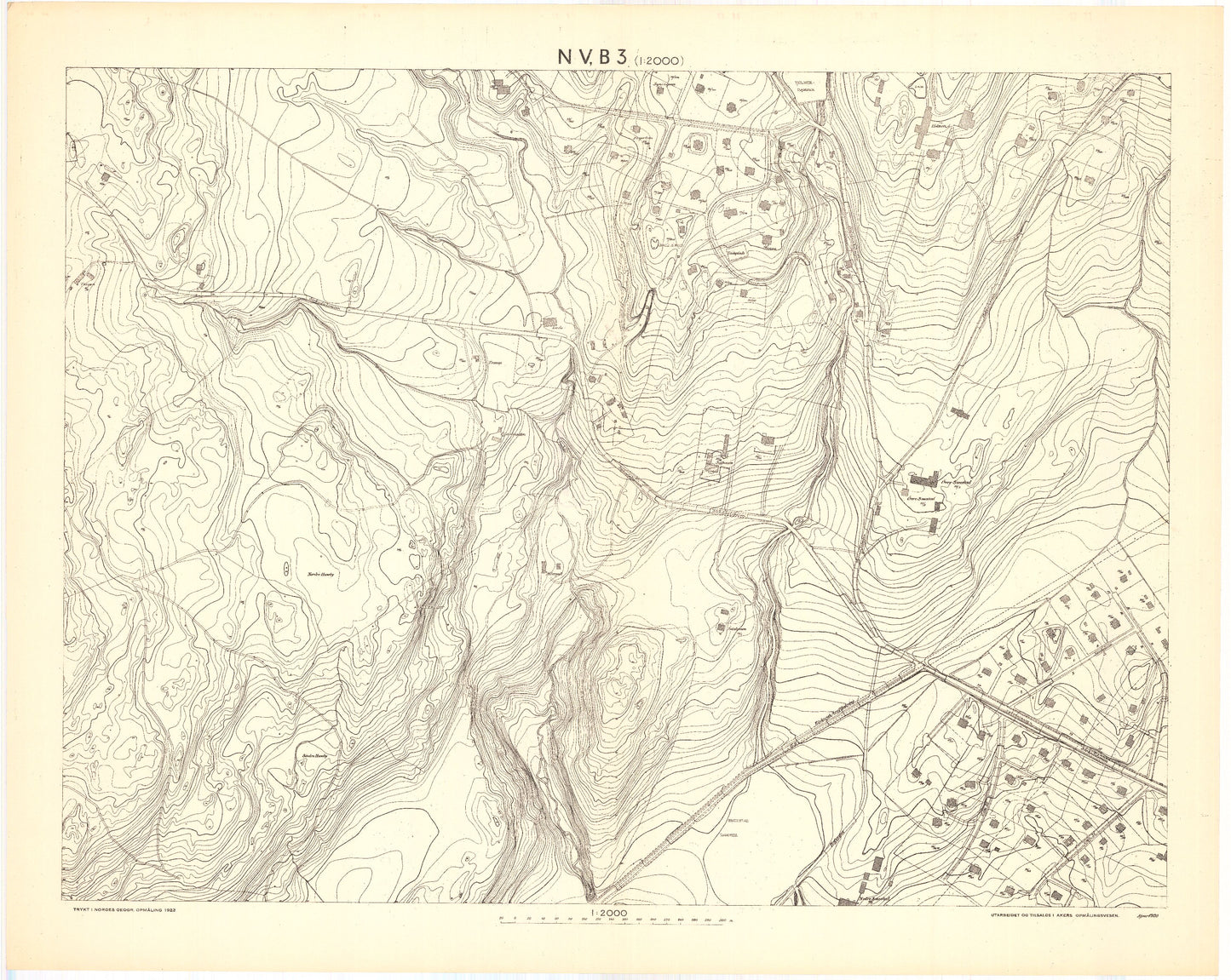 Akershus amt nr 87a-NV-B3: Kart over Akers herred; søndre del: Akershus | Oslo
