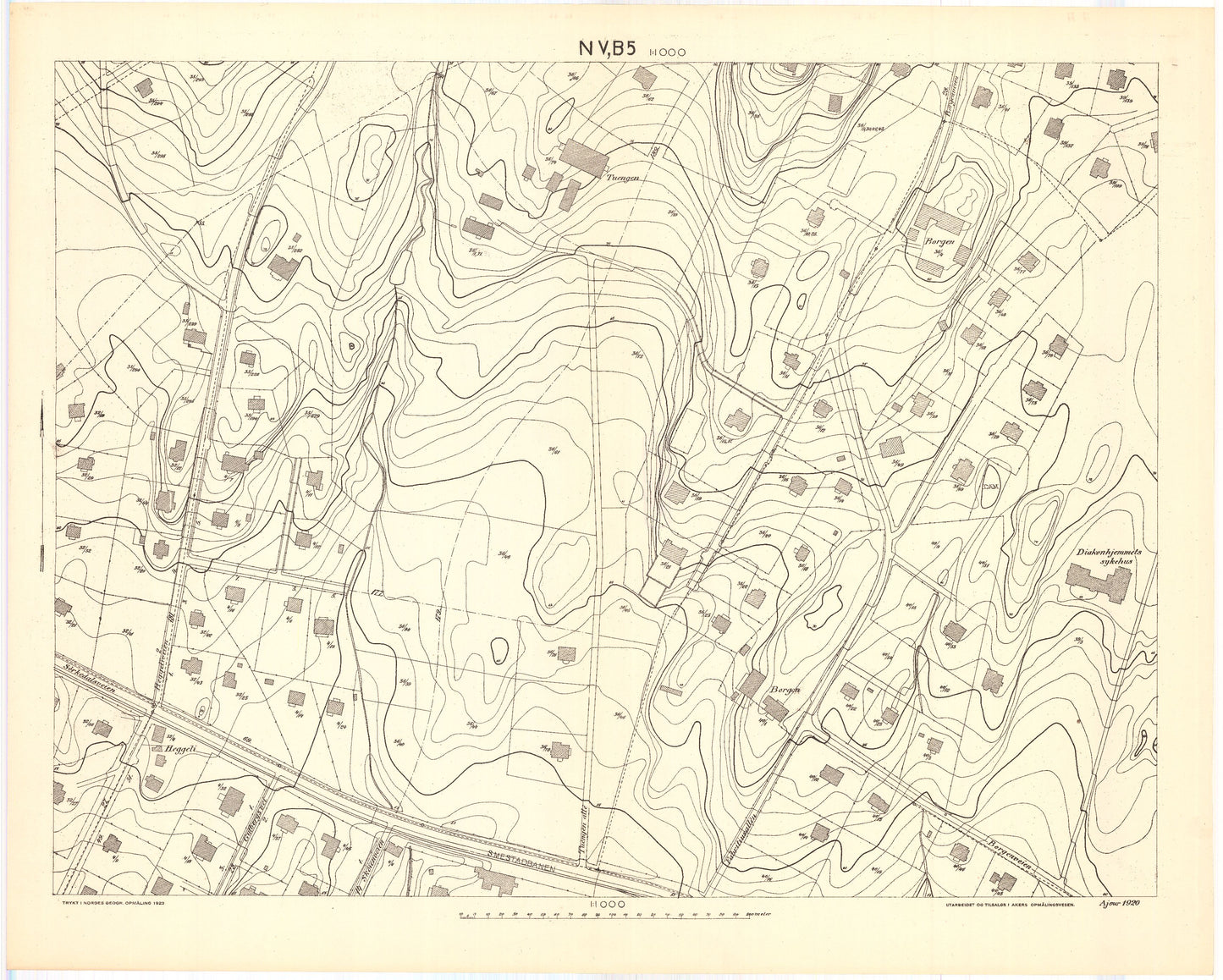 Akershus amt nr 87a-NV-B5: Kart over Akers herred; søndre del: Akershus | Oslo