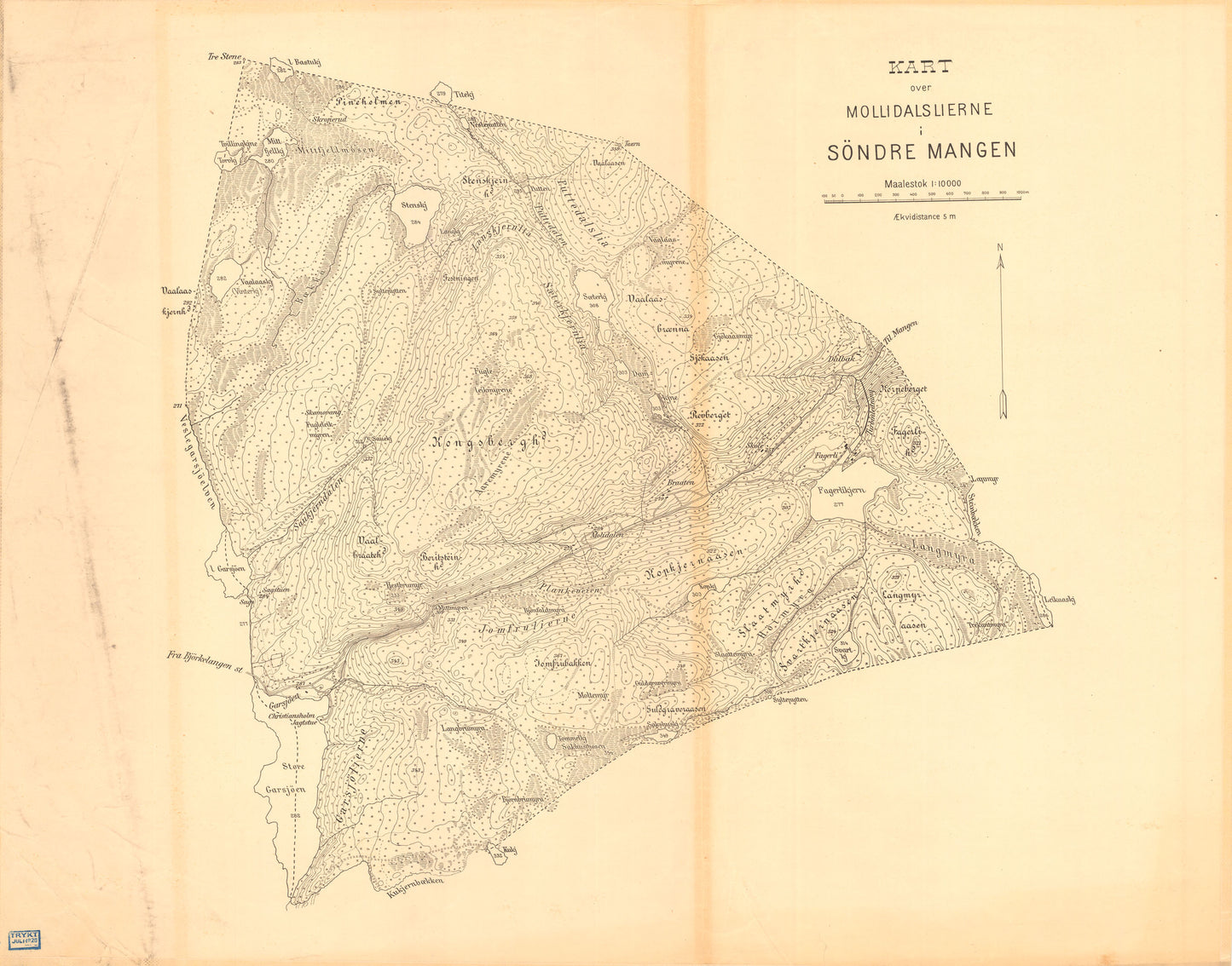 Akershus amt nr 88: Kart over Mollidalsliene i S. Mangen: Akershus