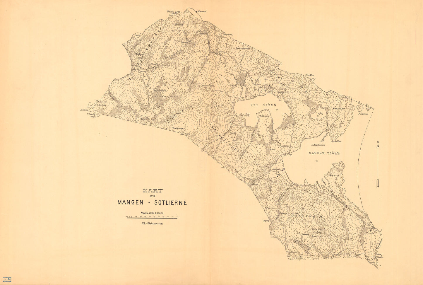 Akershus amt nr 89-1: Kart over Mangen-Solliene: Akershus