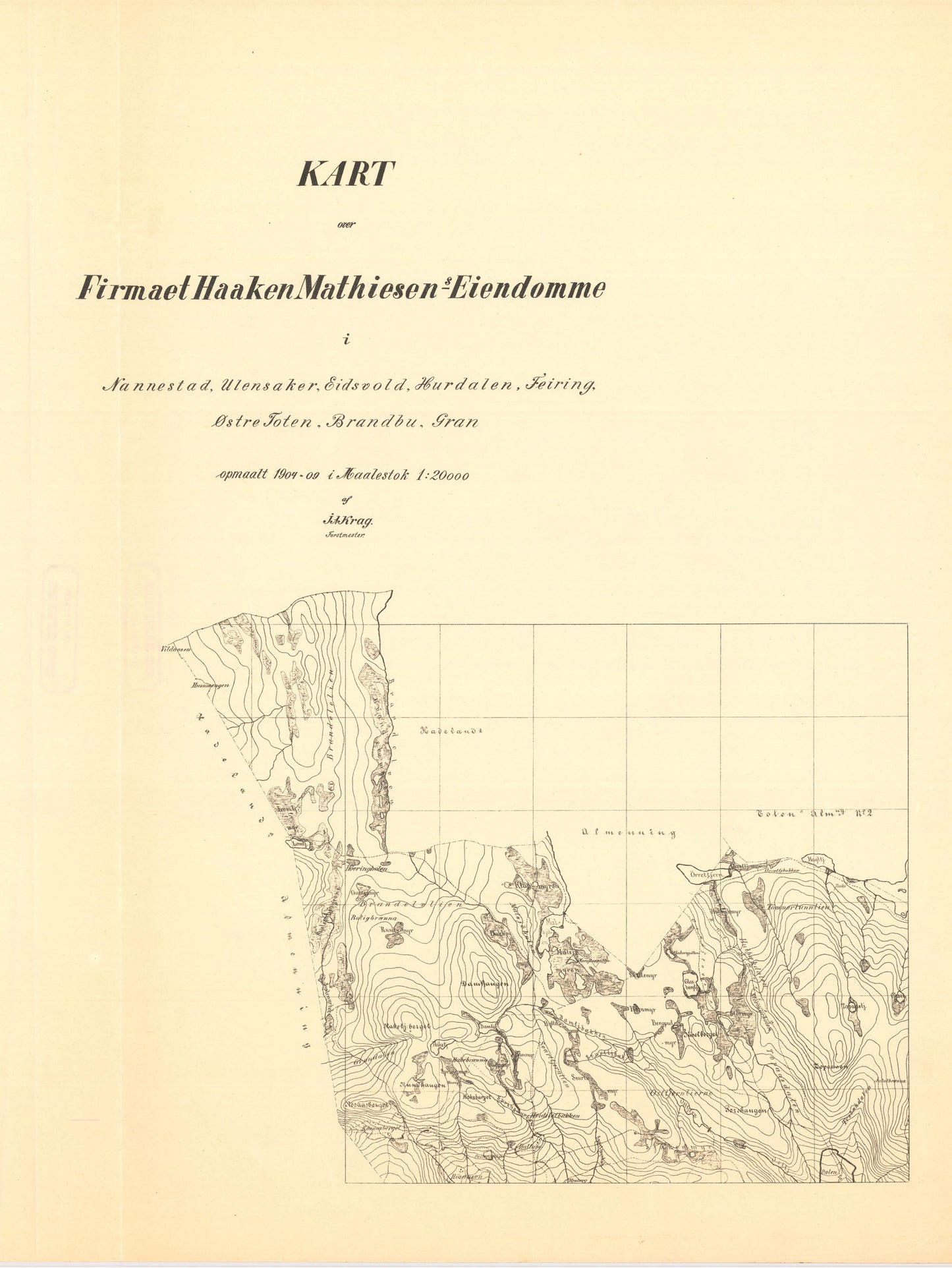 Akershus amt nr 95-2: Akershus amt nr 9: Firmaet Haaken Mathiesens eiendomme i Nannestad; Ullensaker; Eidsvoll; Hurdalen; Feiring; ø. Toten; Brandbu; Gran: Akershus