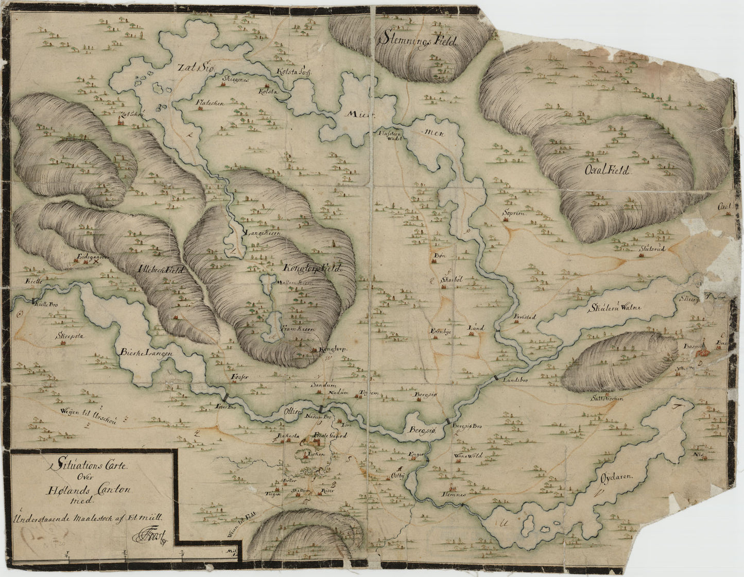 Akershus amt nr 9: Situations Carte over Hølands Canton: Akershus