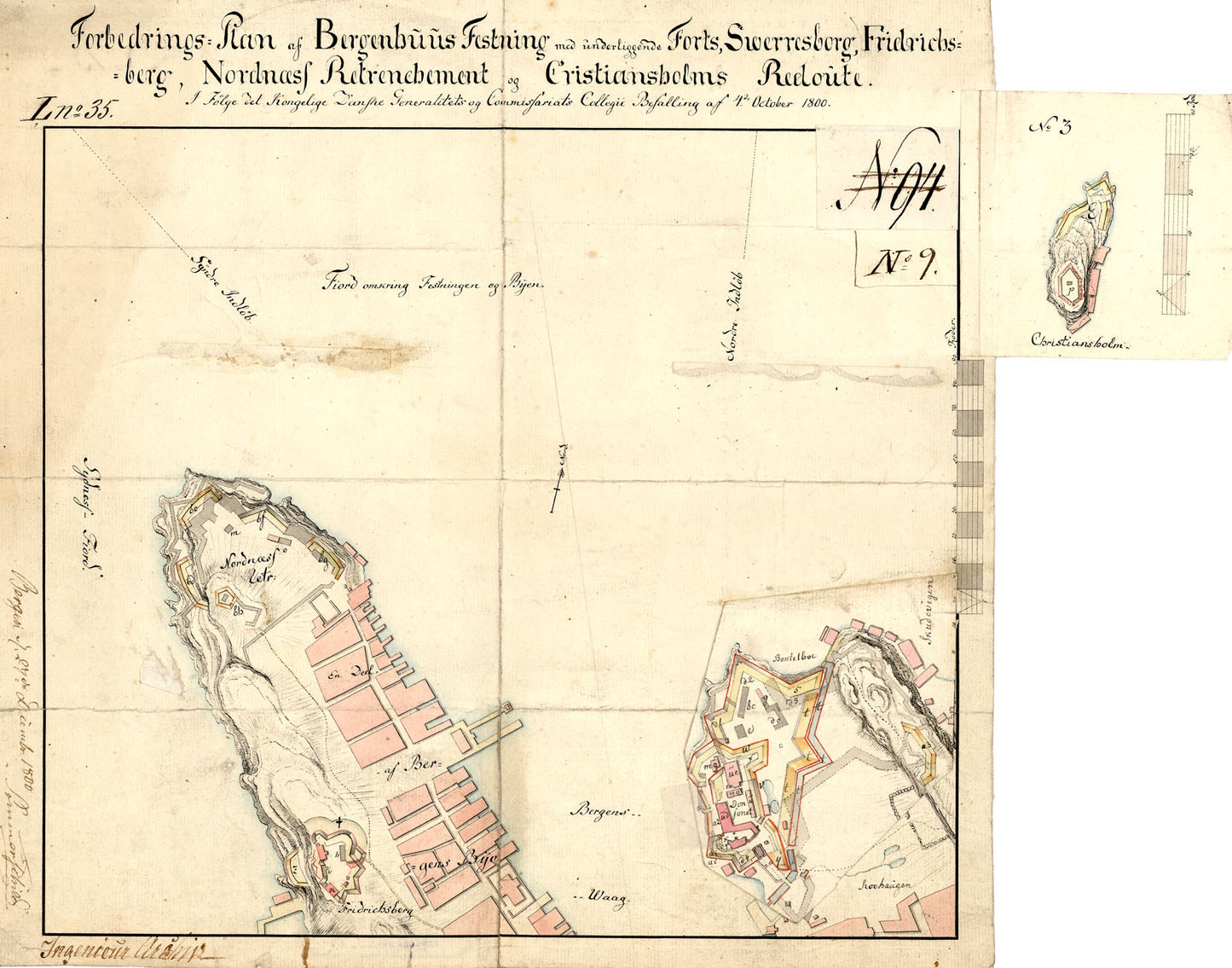 Bergens by nr 14: Forbedrings Plan af Bergenshuus Fæstning: Hordaland