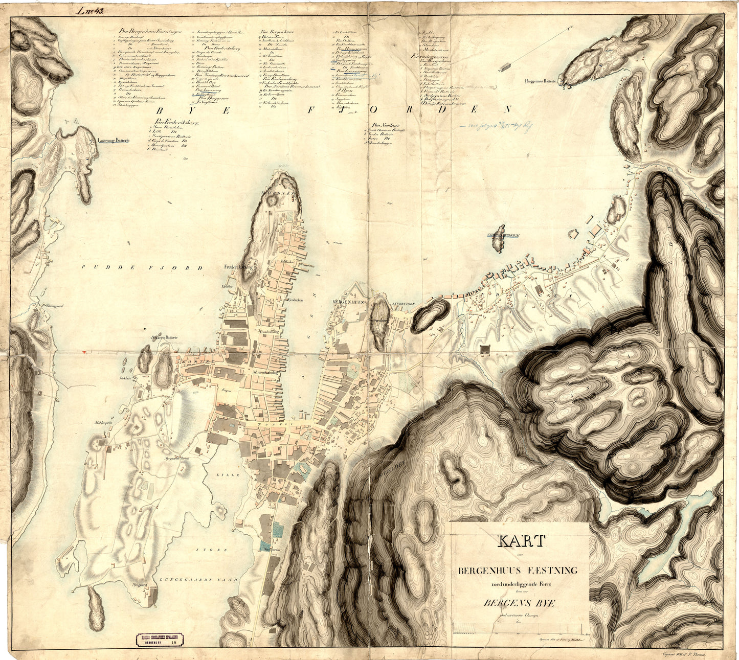 Bergens by nr 18: Kart over Bergenhus Fæstning: Hordaland