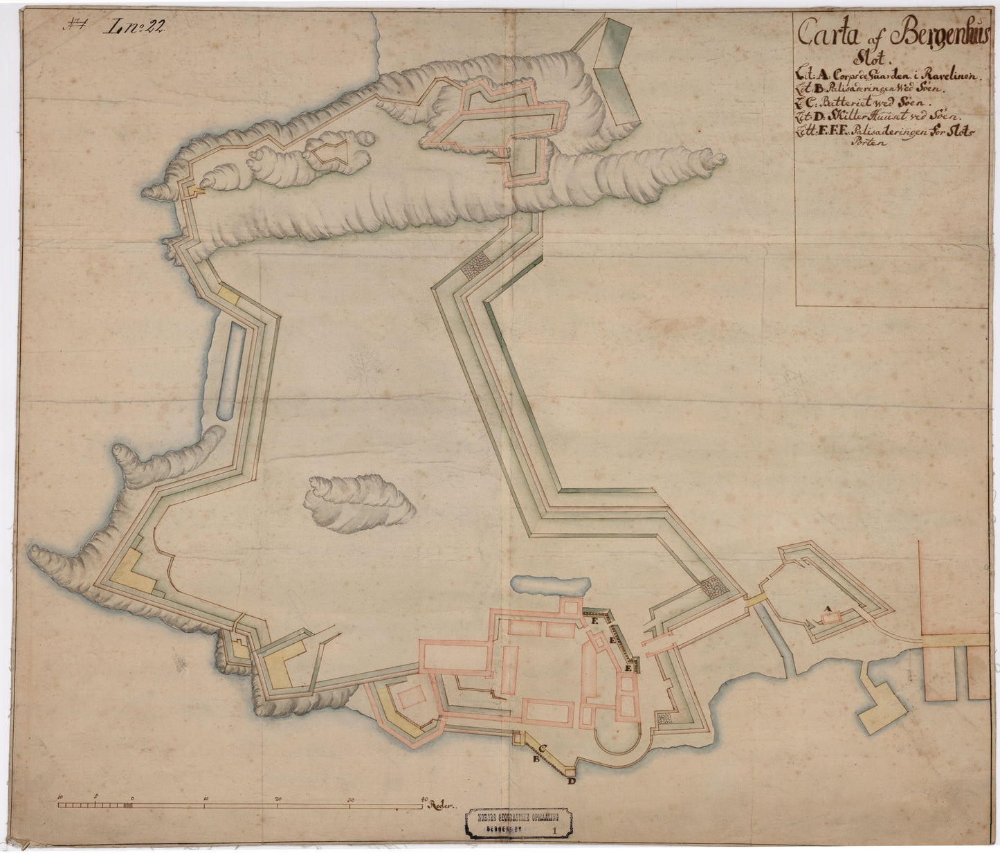 Bergens by nr 1: Carta af Bergenshus Slot: Hordaland