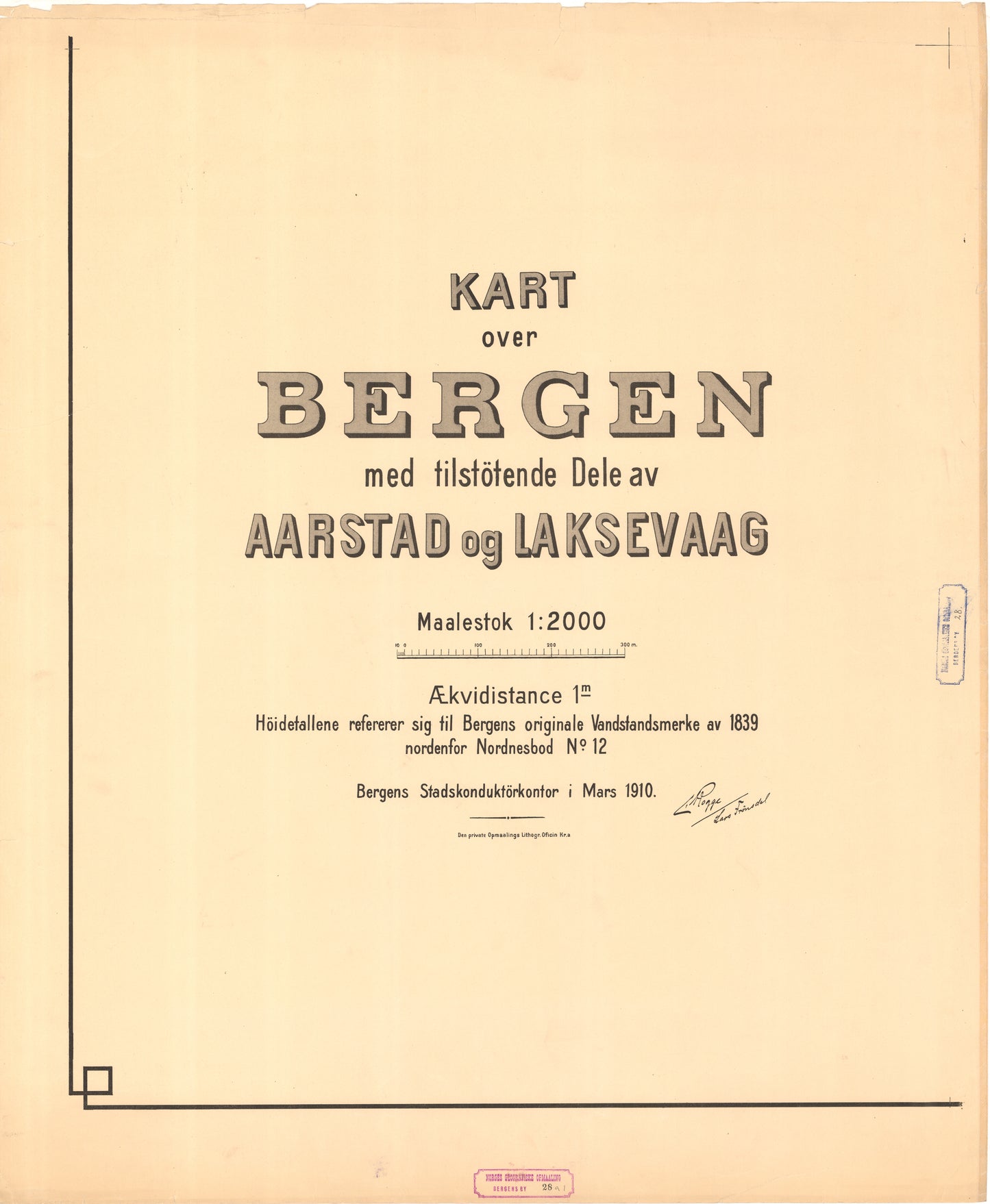 Bergens by nr 28 a1: Kart over Bergen med tilstøtende Dele av Aarstad og Laksevaag: Hordaland
