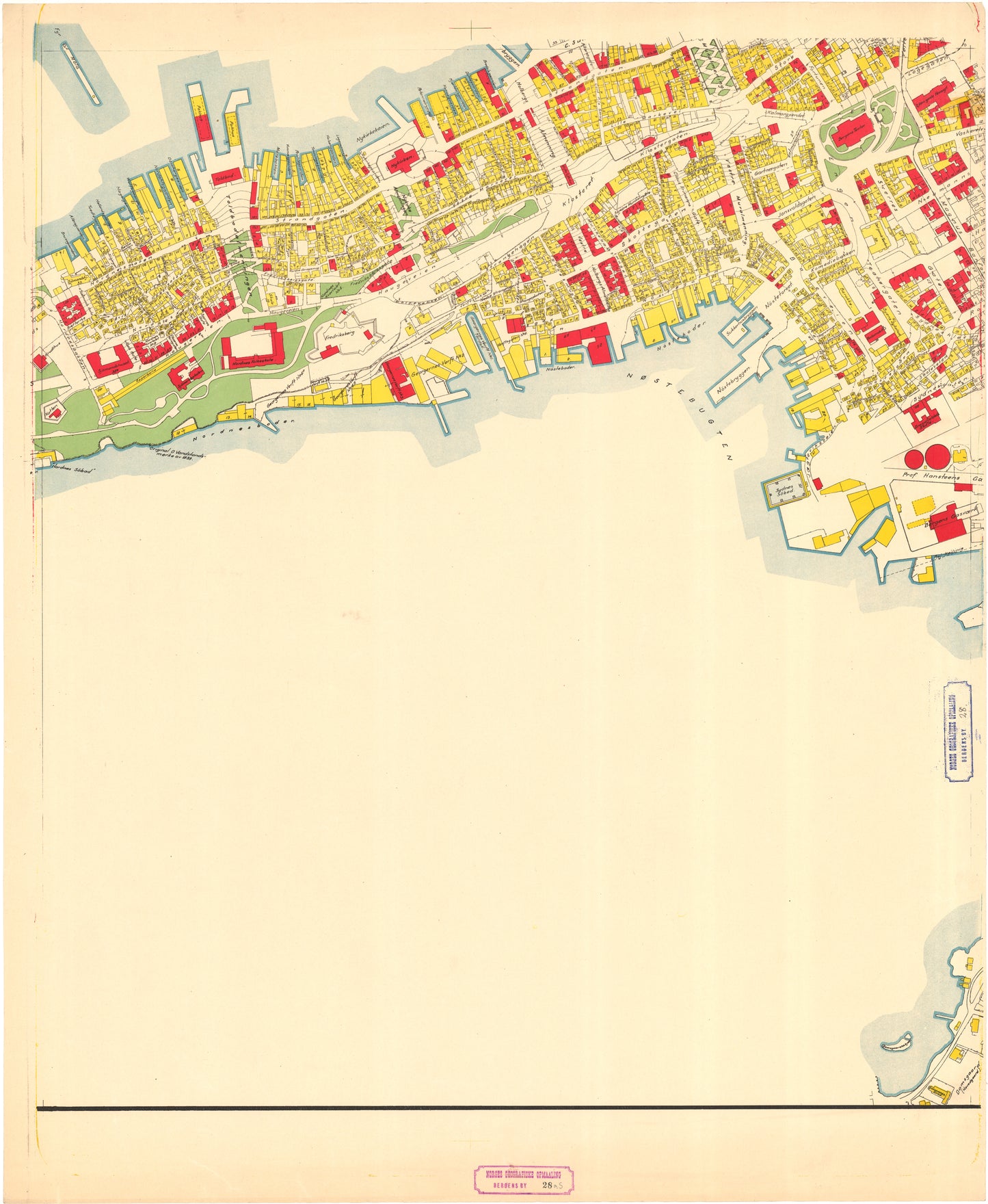 Bergens by nr 28 a5: Kart over Bergen med tilstøtende Dele av Aarstad og Laksevaag: Hordaland