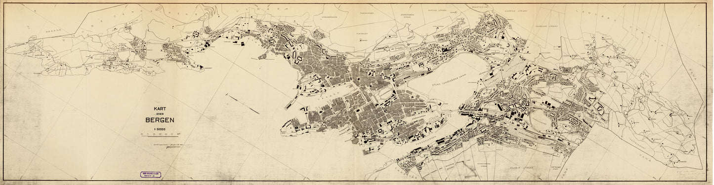 Bergens by nr 31: Kart over Bergen: Hordaland