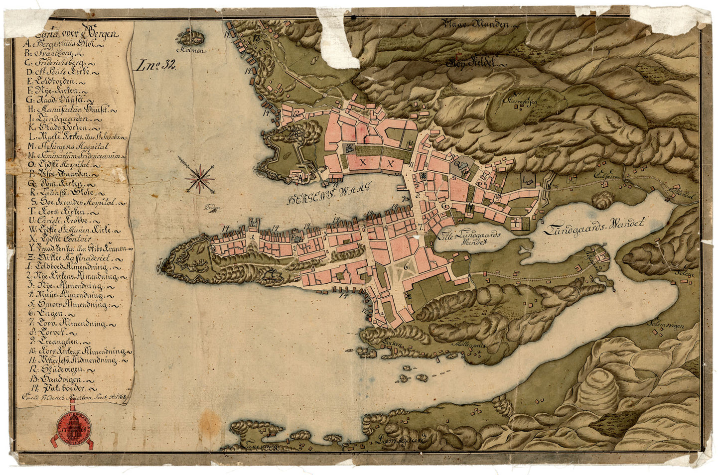 Bergens by nr 9: Carta over Bergen: Hordaland