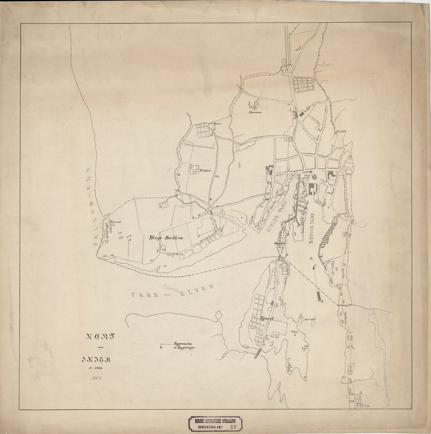 Bratsberg amt nr 12: Kart over Skien: Telemark