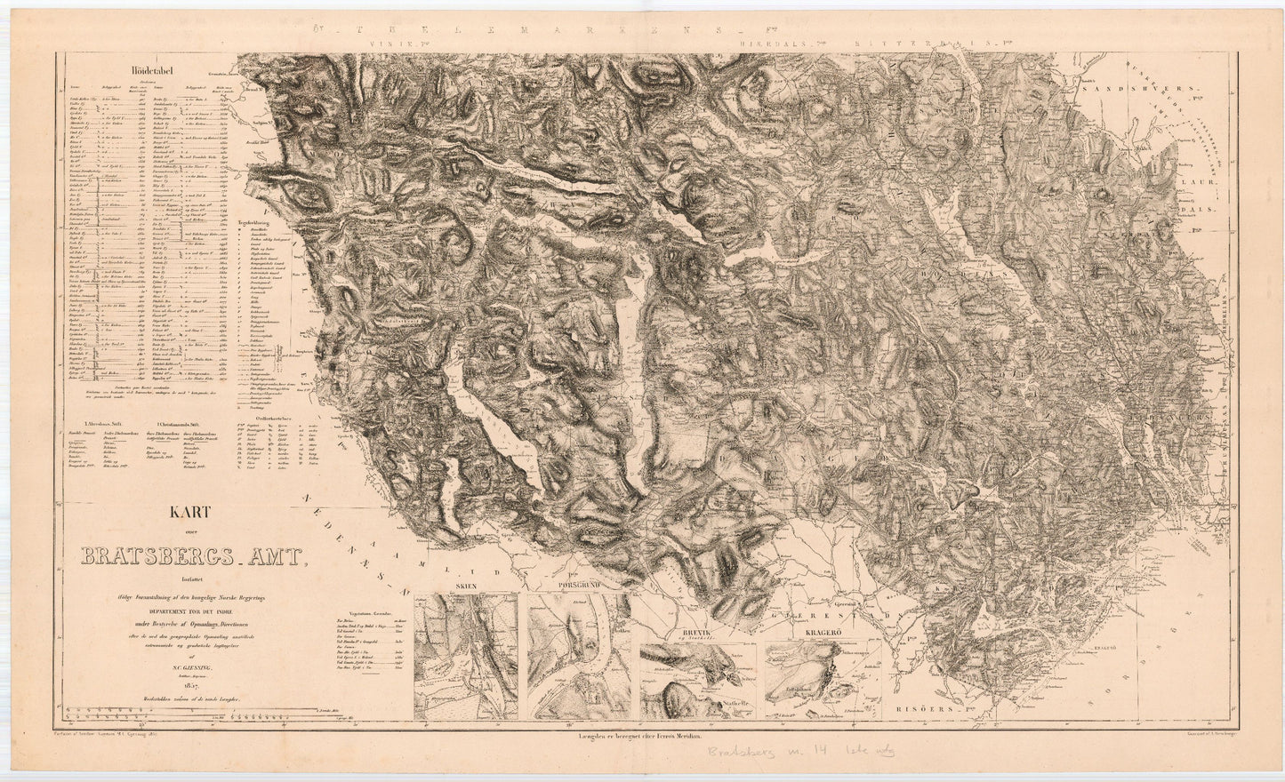 Bratsberg-amt nr 14-sor1: Kart over Bratsberg Amt: Telemark