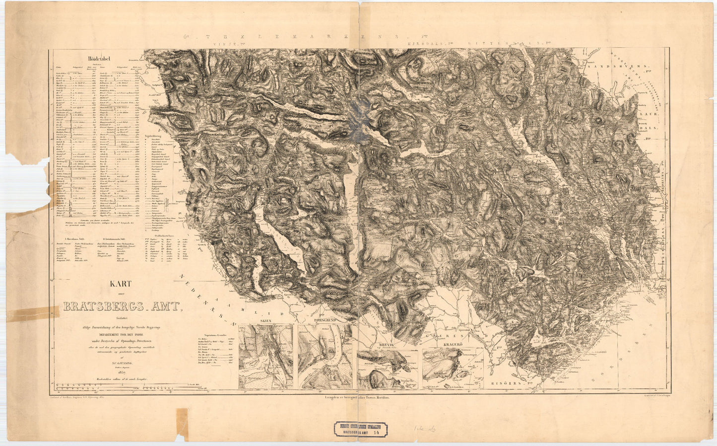 Bratsberg-amt nr 14-sor2: Kart over Bratsberg Amt: Telemark