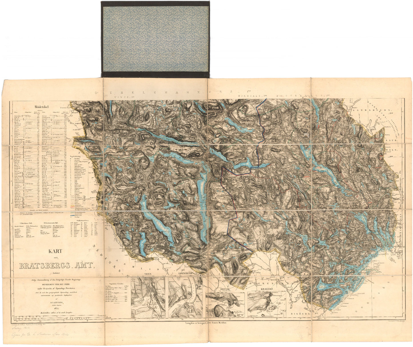 Bratsberg-amt nr 14-sor4: Kart over Grimstad, Østre Risør og Arendal: Telemark