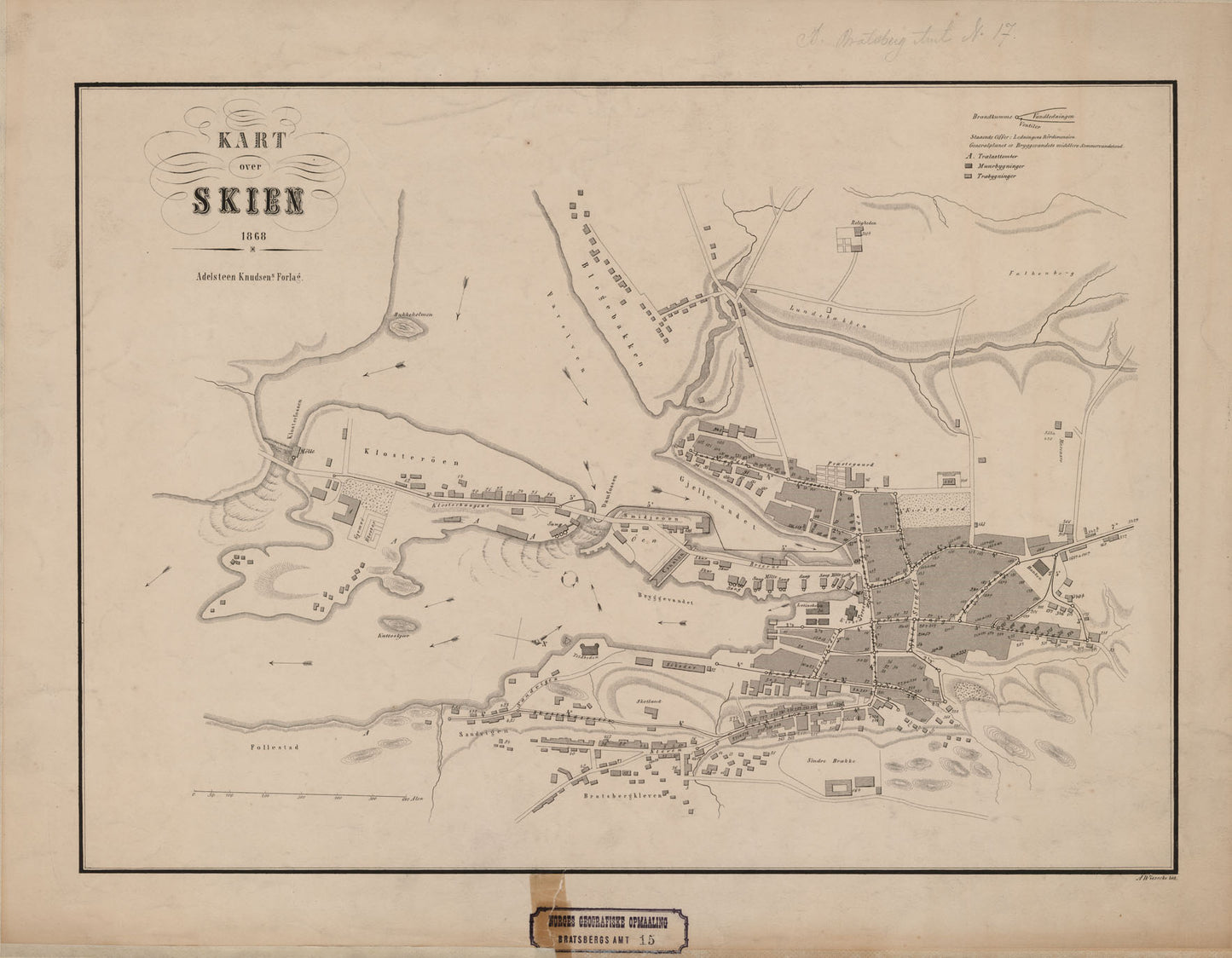 Bratsberg amt nr 15: Kart over Skien: Telemark