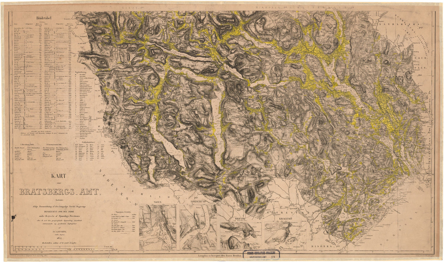 Bratsberg-amt nr 19-sor: Kart over Bratsberg Amt: Telemark