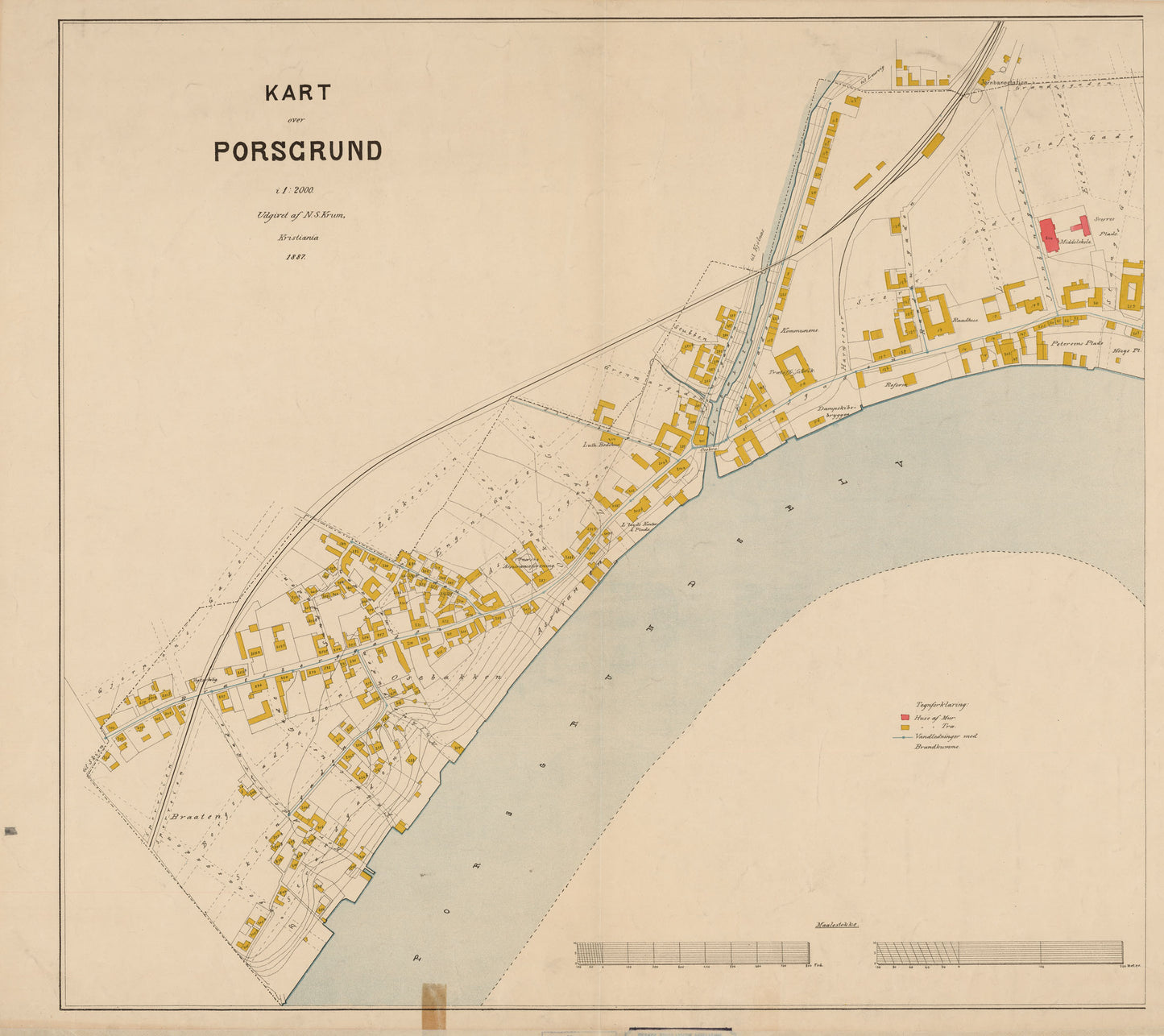 Bratsberg amt nr 22 vest: Kart over Porsgrund (vest): Telemark