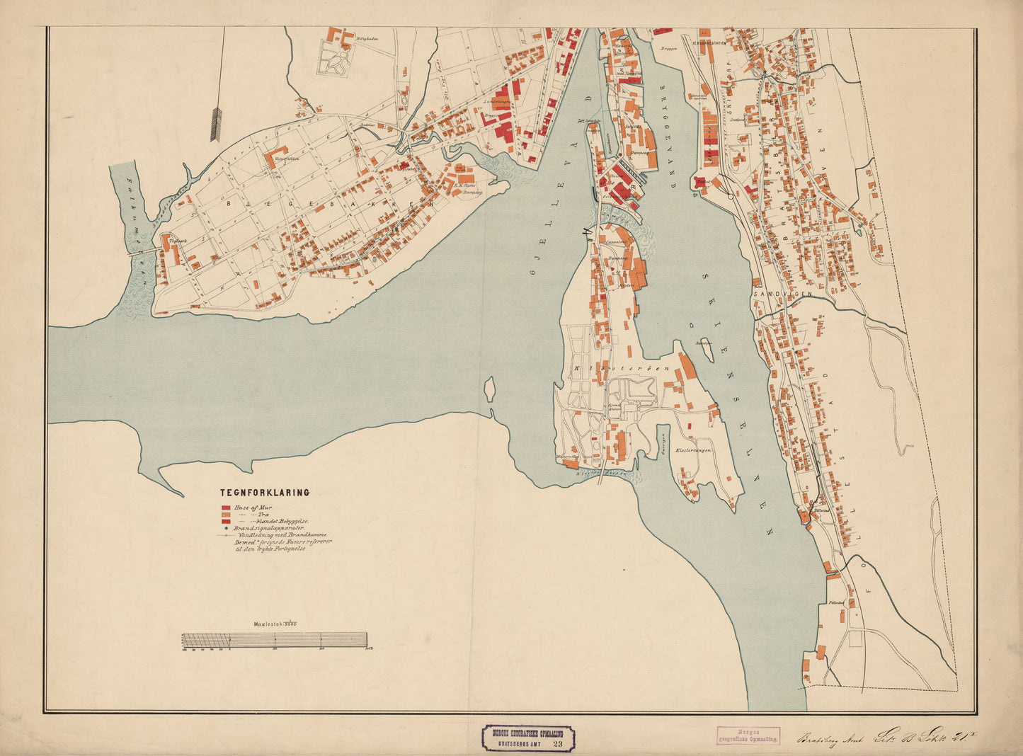 Bratsberg amt nr 23 sør: Kart over Skien (sør): Telemark