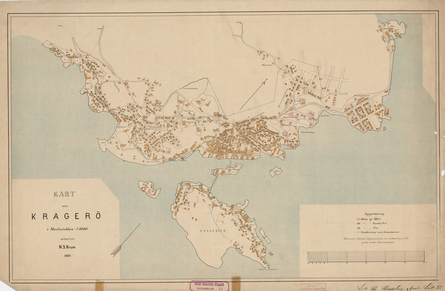 Bratsberg amt nr 24: Kart over Kragerø: Telemark