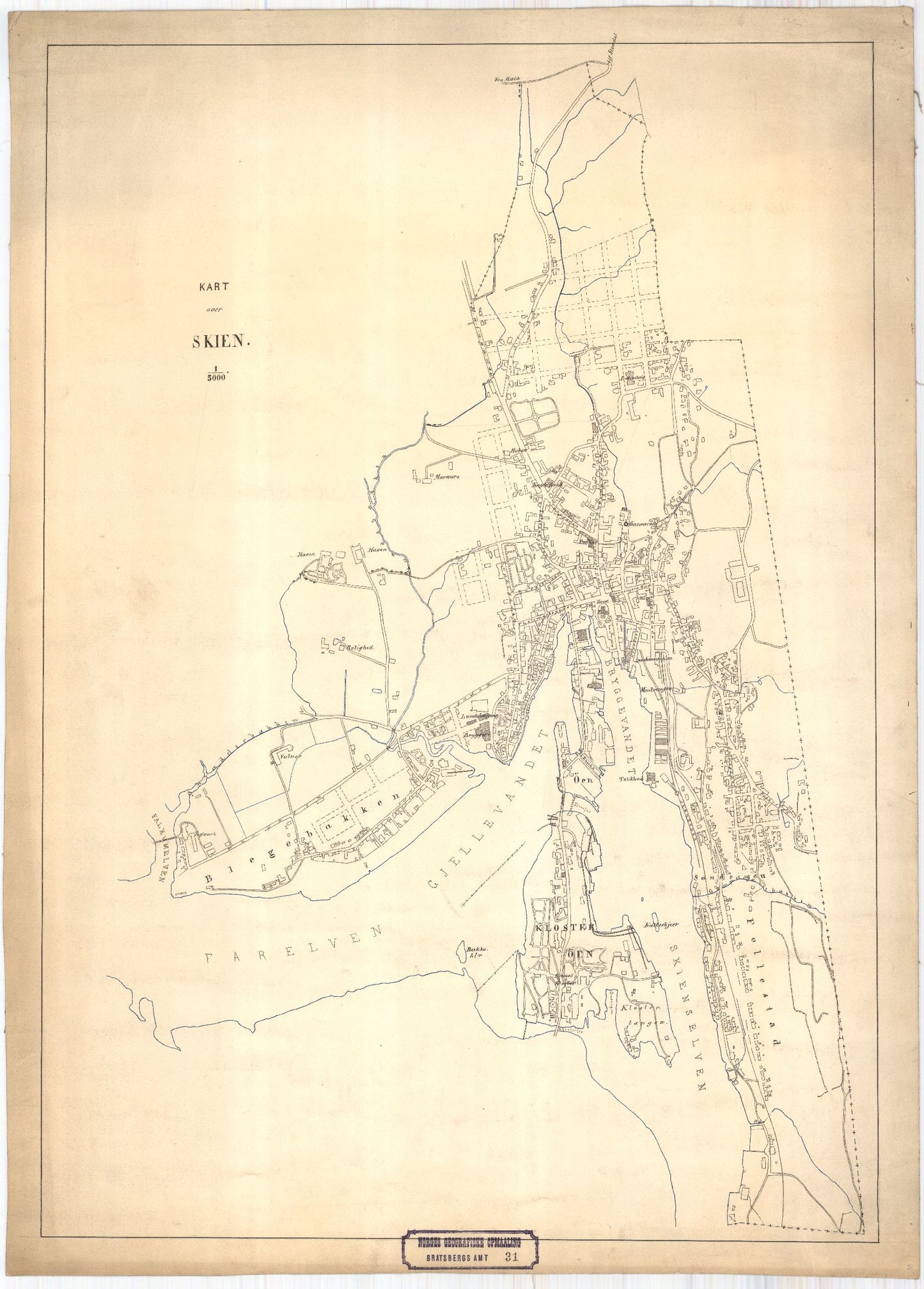 Bratsberg-amt nr 31: Kart over Skien: Telemark