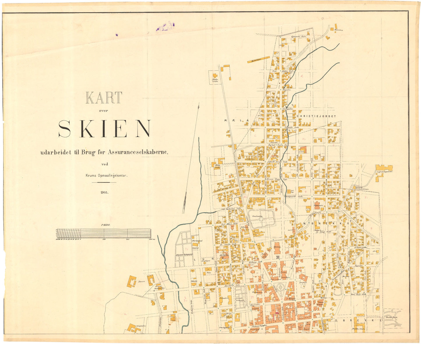 Bratsberg-amt nr 32-nord: Kart over Skien: Telemark