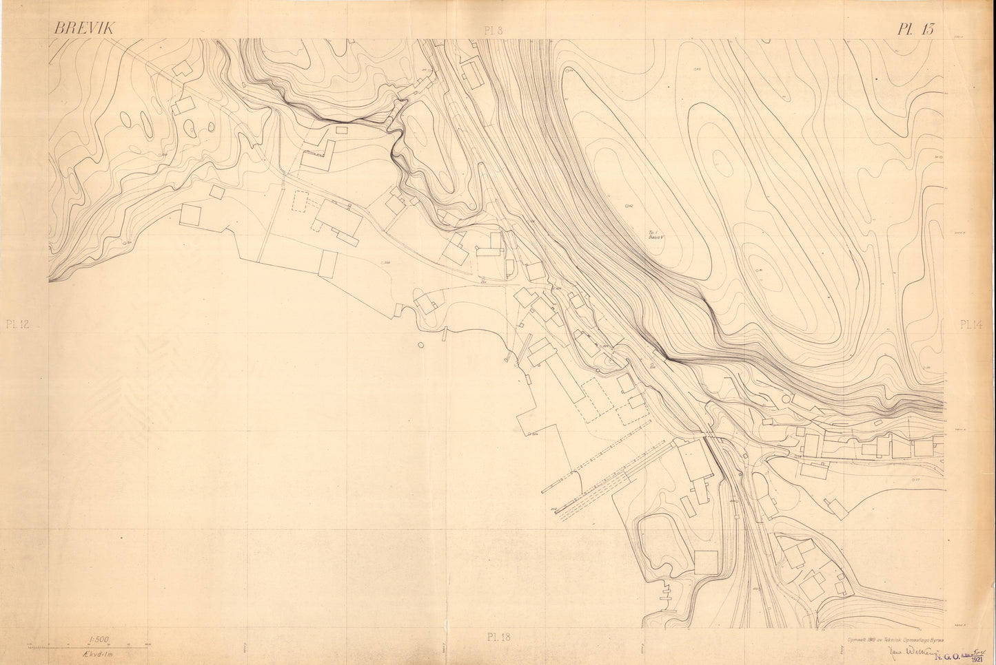 Bratsberg amt nr 49-13: Kart over Brevik: Telemark