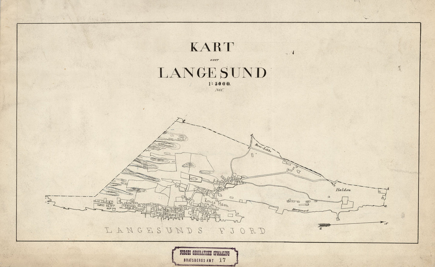 Bratsberg amt nr 17: Kart over Langesund: Telemark
